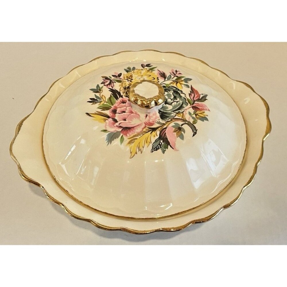 Vintage Vegetable Dish w/ Lid Monsoon Regency Pattern Earthen Sovereign Canada